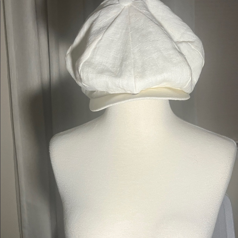 Classic Italian Pure Linen White Unisex Newsboy Cap Sz Lg& Med NWOT 2fr$30